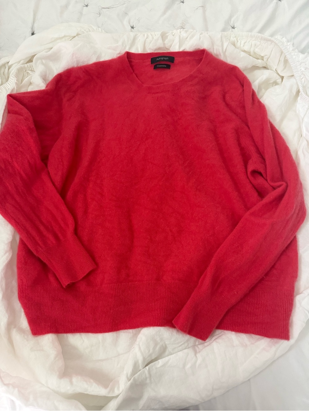 M&S Autograh Cashmere Crew Neck Sweater in Crimson
